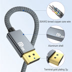 Mini DP Male to 8K DisplayPort 1.4 Male HD Braided Adapter Cable, Cable Length: 2m