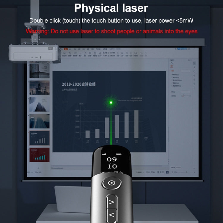 32GB Green Light Multifunctional PPT Touch Laser Page Turning Pen Wireless Presenter, A9 Pro 32GB Green Light(Grey), A9 32GB Green Light(Blue)
