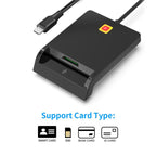 Rcoketek CR301 Type-C Plug Smart CAC Card Reader USB 2.0 Bank Card SIM Card Tax Reader, Type-C