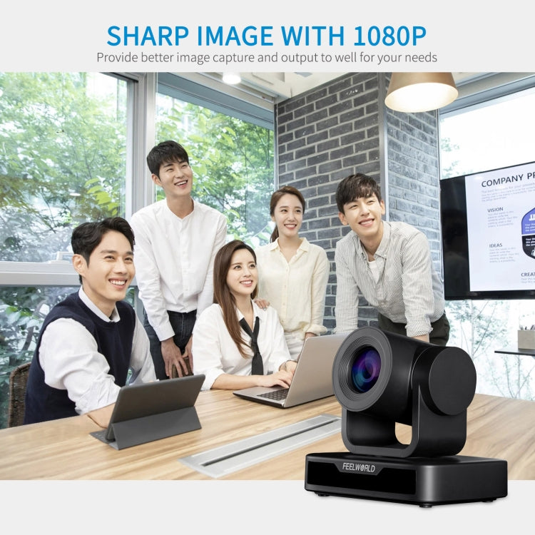 FEELWORLD USB10X 10X Optical Zoom 1080P USB PTZ Video Conference Camera, EU and US Plug, USB10X