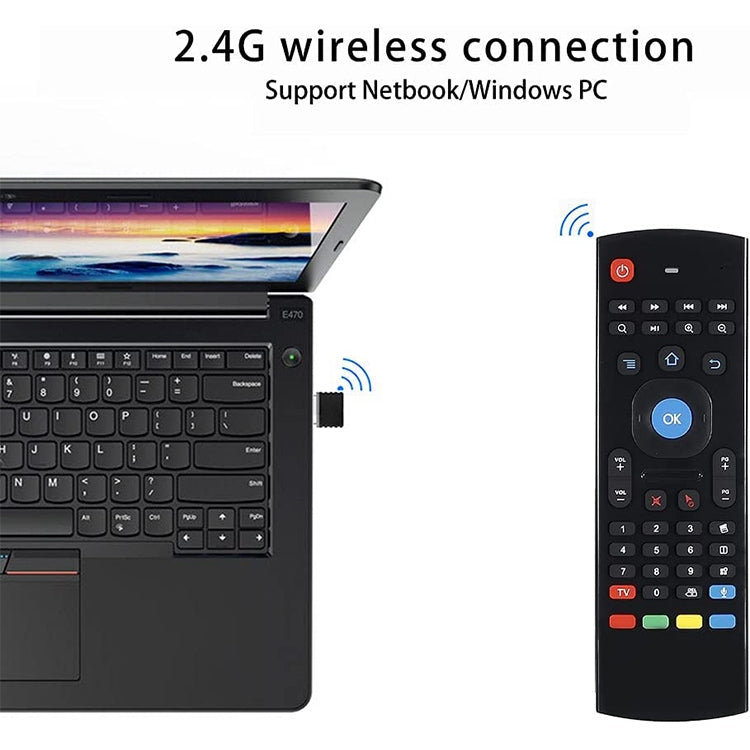 MX3-L Voice without Backlit 2.4GHz Fly Air Mouse Wireless Keyboard Remote Control, Voice without Backlit