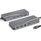 Rocketek HC451 Type-C to 60W PD + 4K HDMI + DP + 100M RJ45 14 in 1 HUB Adapter