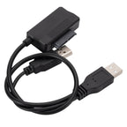 SATA to USB 2.0 Adatper Cable Optical Drive Cable with Power Supply, with Power Supply