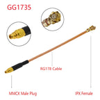 IPX Female to GG1735 MMCX Male RG178 Adapter Cable, Length: 15cm, IPX to GG1735 MMCX Male