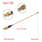 IPX Female to GG17378 MCX Female RG178 Adapter Cable, Length: 15cm, IPX to GG1738 MMCX Female