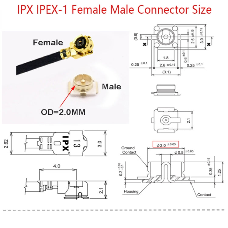 IPX Female to RP-SMA Female RG178 Adapter Cable, Length: 15cm, IPX to RP-SMA Female