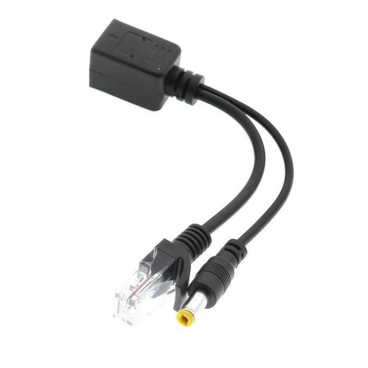 RJ45 POE Injector and Splitter Cable with 2.1x 5.5mm Male DC Jack, 2.1x 5.5mm Male