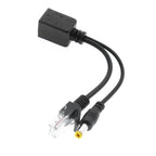 RJ45 POE Injector and Splitter Cable with 2.1x 5.5mm Male DC Jack, 2.1x 5.5mm Male