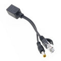 RJ45 POE Injector and Splitter Cable with 2.1x 5.5mm Male DC Jack, 2.1x 5.5mm Male