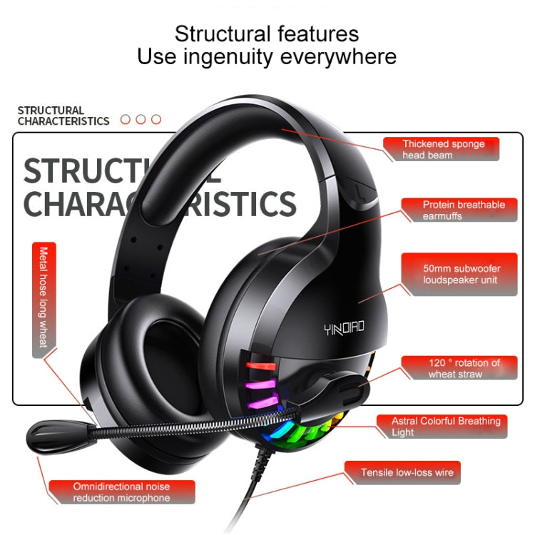 YINDIAO Q2 Head-mounted Wired Gaming Headset with Microphone, Version: Dual 3.5mm + USB, Q2 Dual 3.5mm + USB(White), Q2 Dual 3.5mm + USB(Black), Q2 Dual 3.5mm + USB(Pink)