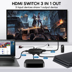 OZQ2-3 4K HDMI 2.0 3 In 1 Out Video Switcher, OZQ2-3