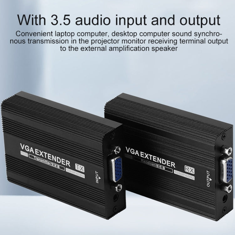 Measy VGA1815 VGA Extender Transmitter and Receiver Converter, POE Single Power Supply, Transmission Distance: 150m, VGA1815