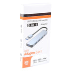 5 in 1 USB to USB3.0+USB2.0x3+USB-C / Type-C HUB Adapter, Cable Length: 10cm, BYL-2301U
