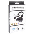 3 x 1 4K 30Hz HDMI Switcher with Pigtail HDMI Cable, Support External Power Supply, External Power Supply