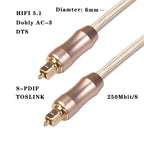 QHG02 SPDIF 5m OD6.0mm  Toslink FIBER Male to Male Digital Optical Audio Cable, 5m