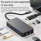 BYL-2308 6 in 1 USB-C / Type-C to USB3.2 + Gigabit Internet + HDTV HUB Adapter, BYL-2308
