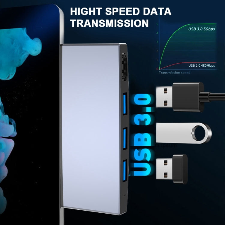 Rocketek SUR758 6 in 1 USB 3.0 / 4K HDMI / SD / TF HUB Adapter, SUR758