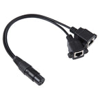 3-pin XLR Female to 2 x RJ45 Female Ethernet LAN Network Extension Cable, Cable Length: 30cm, 3-pin XLR Female to 2 x RJ45 Female