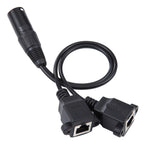 3-pin XLR Male to 2 x RJ45 Female Ethernet LAN Network Extension Cable, Cable Length: 30cm, 3-pin XLR Male to 2 x RJ45 Female