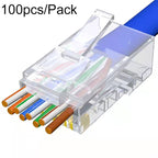 100pcs /Pack Cat6e Unshielded Pass Through RJ45 Connector Modular Plug, Cat6e UnShielded Pass Through