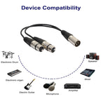 30cm 3 Pin XLR CANNON 1 Male to 2 Female Audio Connector Adapter Cable for Microphone / Audio Equipment, 1 Male to 2 Female Silver