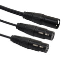 30cm 3 Pin XLR CANNON 1 Male to 2 Female Audio Connector Adapter Cable for Microphone / Audio Equipment, 1 Male to 2 Female