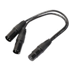 30cm 3 Pin XLR CANNON 1 Female to 2 Male Audio Connector Adapter Cable for Microphone / Audio Equipment, 1 Female to 2 Male Black