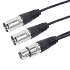 30cm 3 Pin XLR CANNON 1 Female to 2 Male Audio Connector Adapter Cable for Microphone / Audio Equipment, 1 Female to 2 Male Silver