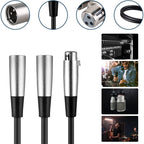 30cm Metal Head 3 Pin XLR CANNON 1 Female to 2 Male Audio Connector Adapter Cable for Microphone / Audio Equipment, 1 Female to 2 Male