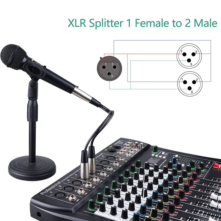 30cm Metal Head 3 Pin XLR CANNON 1 Female to 2 Male Audio Connector Adapter Cable for Microphone / Audio Equipment, 1 Female to 2 Male