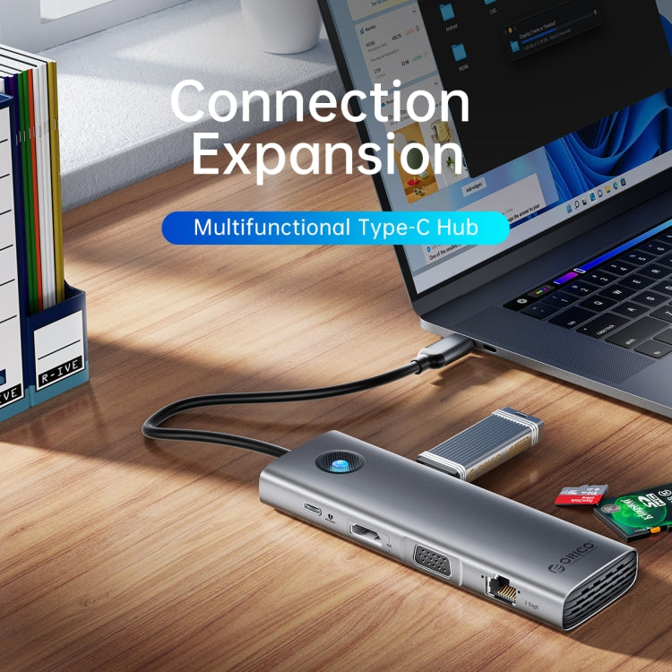 ORICO PW11-8PM Type-C / USB-C 8-in-1 5Gbps Multifunction Docking Station Card Reader, PW11-8PM