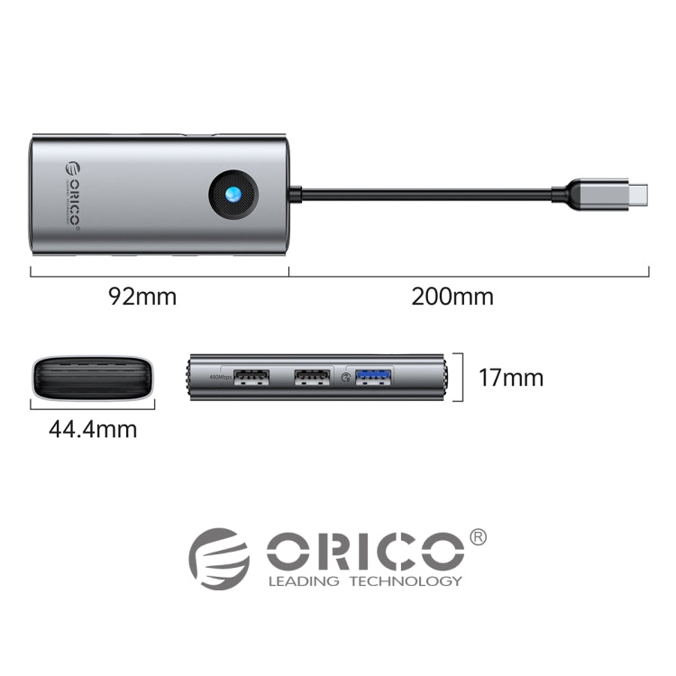 ORICO ORICO-PW11-6PCR R45 Type-C / USB-C 6-in-1 5Gbps Multifunction Docking Station, PW11-6PCR