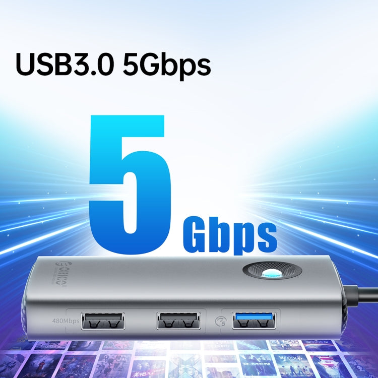ORICO ORICO-PW11-6PCR R45 Type-C / USB-C 6-in-1 5Gbps Multifunction Docking Station, PW11-6PCR