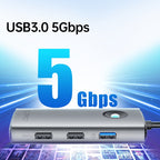 ORICO ORICO-PW11-6PCR R45 Type-C / USB-C 6-in-1 5Gbps Multifunction Docking Station, PW11-6PCR