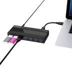 ORICO H727RK-U3 ABS High Speed 7 Ports USB 3.0 HUB with 12V Power Adapter for Laptops / Smartphones, H727RK-U3