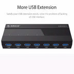ORICO H727RK-U3 ABS High Speed 7 Ports USB 3.0 HUB with 12V Power Adapter for Laptops / Smartphones, H727RK-U3