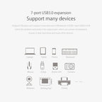 ORICO H7928-U3 ABS Material Desktop 7 Ports USB 3.0 HUB with 1m Cable, USB 3.0