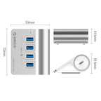 ORICO M3U4 Aluminum Alloy 4-Port USB 3.2 Gen1 5Gbps HUB, M3U4 5Gbps