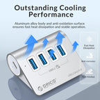 ORICO M3U4 Aluminum Alloy 4-Port USB 3.2 Gen1 10Gbps HUB, M3U4 10Gbps