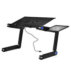 Portable 360 Degree Adjustable Foldable Aluminium Alloy Desk Stand with Double CPU Fans & Mouse Pad for Laptop / Notebook, with Mouse Pad & 2 Cooling Fan