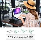 Portable 360 Degree Adjustable Foldable Aluminium Alloy Desk Stand with Double CPU Fans & Mouse Pad for Laptop / Notebook, with Mouse Pad & 2 Cooling Fan