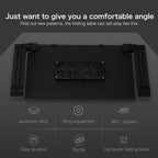 Portable 360 Degree Adjustable Foldable Aluminium Alloy Desk Stand with Double CPU Fans & Mouse Pad for Laptop / Notebook, Desk Size: 480mm x 260mm, 480 x 260mm
