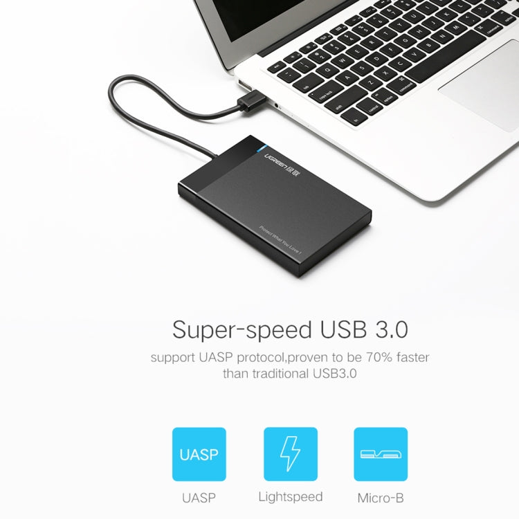 UGREEN US221 HDD Enclosure 2.5 inch SATA to USB 3.0 SSD Adapter Hard Disk Drive Box External HDD Case, Support UASP Protocol, US221 Removable Cable, US221 Fixed Cable