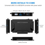 USB 3.0 to SATA / IDE Hard Disk Drive Converter Adapter Cable for 2.5 inch / 3.5 inch SATA IDE HDD, Cable Length: 1m, US160