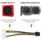 18cm Y Shape 8 Pin PCI Express to Dual 4 Pin Molex Graphics Card Power Cable, 8 Pin Female to Dual 4 Pin Male