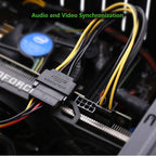 20cm SATA 15 Pin to 6 Pin PCI Express Graphics Video Card Sata Power Cable, SATA 15 Pin to 6 Pin Female