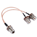 20cm N Female with Waterproof Ring to 2 x UHF Female with Waterproof Ring RG316 Cable, 20cm N Female to 2xUHF Female