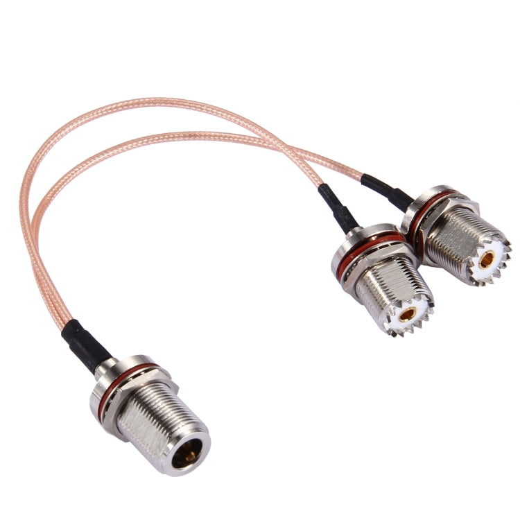 20cm N Female with Waterproof Ring to 2 x UHF Female with Waterproof Ring RG316 Cable, 20cm N Female to 2xUHF Female