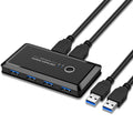 UK204V Drive-free USB 3.0 Switch Selector 2 USB Ports Sharing 4 USB Ports Switcher Adapter for Mouse, Keyboard, Printer