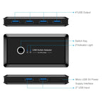 UK204V Drive-free USB 3.0 Switch Selector 2 USB Ports Sharing 4 USB Ports Switcher Adapter for Mouse, Keyboard, Printer